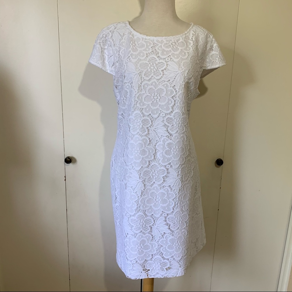 9 & Co. White Eyelet Cap Sleeve Dress